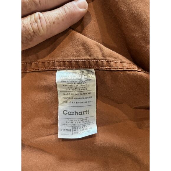 LOT(2) Carhartt S107SIE Shirts Burnt Orange/Gray Button Up Short Sleeve Mens XL - Picture 5 of 16